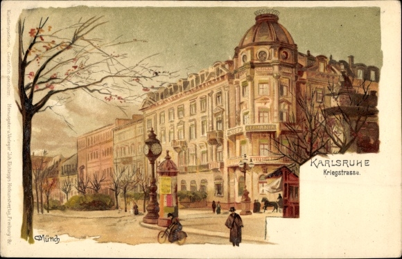 Artist Chromo-Litho Münch, C., Karlsruhe in Baden Württemberg, Kriegstraße