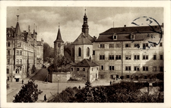 Ak Jablonec nad Nisou Gablonz an der Neiße Region Reichenberg, Schwarzbrunnwarte, Stadtansicht...