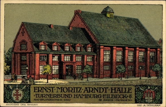Steindruck Ak Hamburg Wandsbek Eilbek, Turnerbund, Ernst Moritz Arndt Halle
