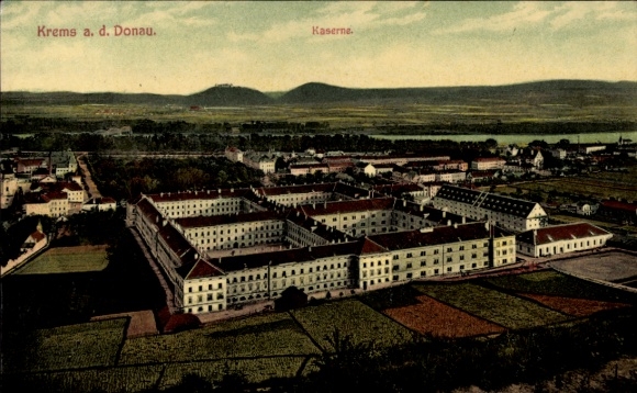 Postcard Krems on the Danube in Lower Austria, barracks