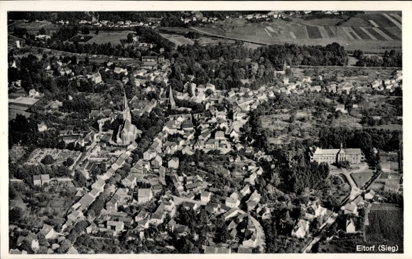 Postcard Eitorf on the Sieg, aerial photograph
