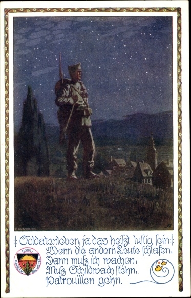 Artist Postcard Kutzer, Ernst, soldier&#39;s life, yes that means being funny, Deutscher Schulverein 663