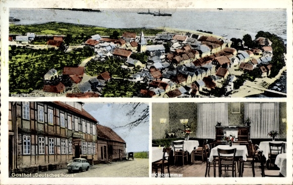 Ak Schnackenburg an der Elbe, Panorama, Gasthof Deutsches Haus, Klubzimmer