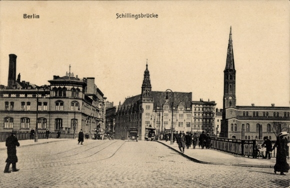 Postcard Berlin Friedrichshain, Schillingsbrücke