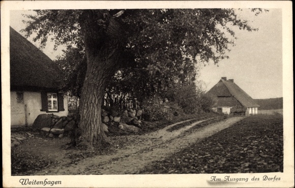 Postcard Weitenhagen near Greifswald, at the exit of the village