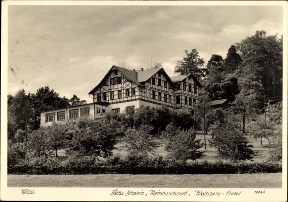 Ansichtkaart Reinhardtsdorf Schöna Saksisch Zwitserland, Wolfsberg Hotel, Hahn 13265
