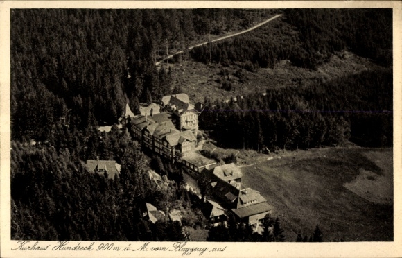 Postcard Bühl in Baden Black Forest, Kurhaus Hundseck, aerial photograph