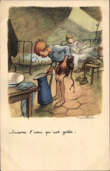 Artist Postcard Poulbot, Francisque, Still the water that is frozen, National League against the Taudis