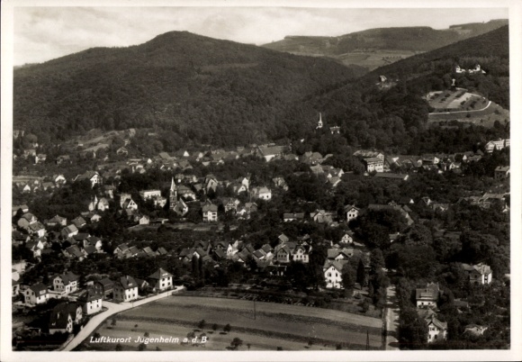 Ak Jugenheim an der Bergstraße Hessen, Fliegeraufnahme