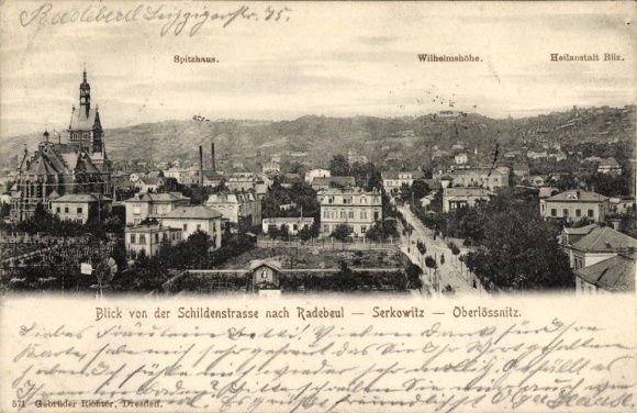 Ak Radebeul, Schildenstraße, Serkowitz, Oberlössnitz, Spitzhaus, Wilhelmshöhe, Heilanstalt
