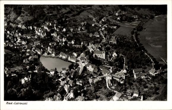 Postcard Bad Liebenzell in the Black Forest, aerial photograph