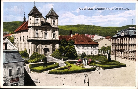 Ak Litvínov Oberleutensdorf Region Aussig, Adolf Hitler-Platz