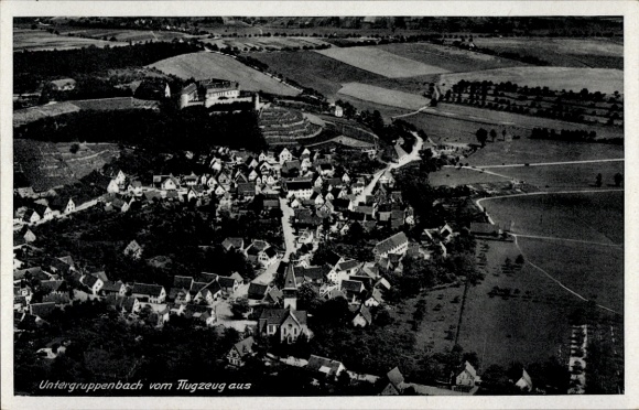 Postcard Untergruppenbach in Württemberg, aerial photograph, village view, landscape, aircraft photograph