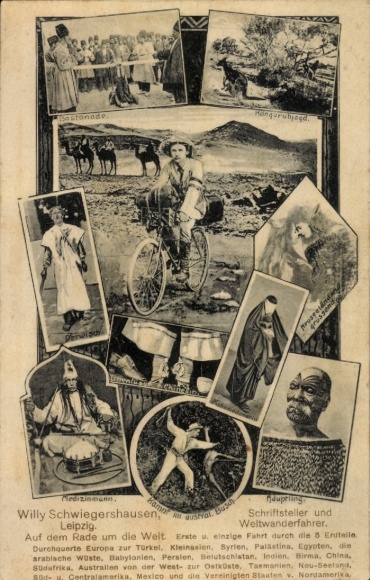 Postcard Willy Schwiegershausen, writer, world traveler