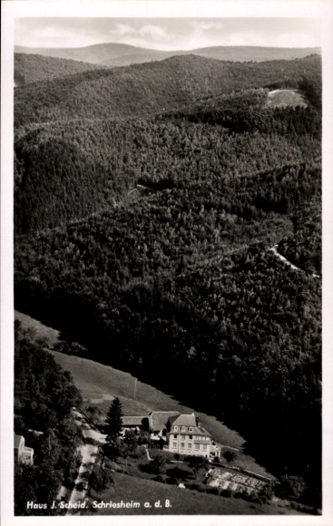 Ak Schriesheim an der Bergstraße, Huis J. Scheid, luchtfoto