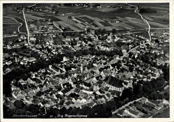 Ak Schrobenhausen in Oberbayern, Luftaufnahme von   Architektur, ländliche Umgebung