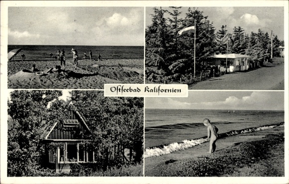 Postcard Schönberg in Holstein, Baltic Sea resort California, beach
