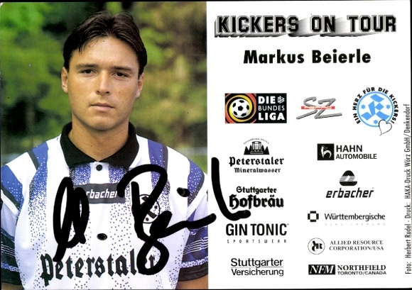 Autograph card footballer Markus Beierle, SV Stuttgarter Kickers, autograph