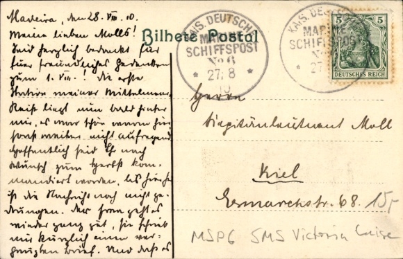 Znaczek KP Marinepost MSP nr 6, duży krążownik SMS Victoria Louise, Imperial Navy