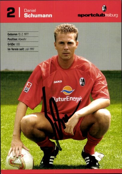 Autograph card footballer Daniel Schumann, SC Freiburg, autograph