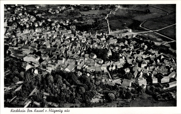 Postcard Kirchhain in Hesse, aerial photograph