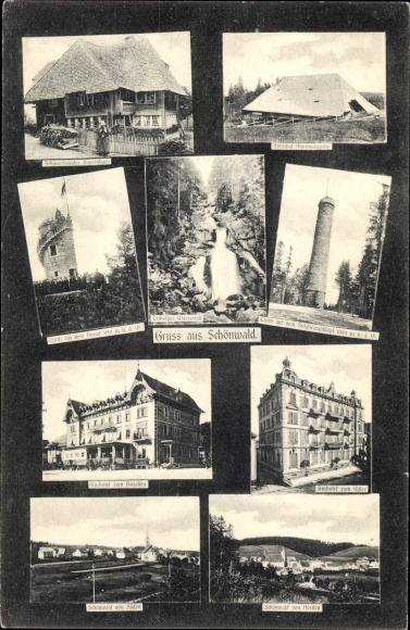 Postcard Schönwald in the Fichtelgebirge Oberfranken, town views, observation tower, houses
