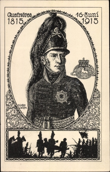 Artist Postcard Clausen, Quatre Bras 1815, June 16, 1915, Braunschweig, Napoleonic Wars