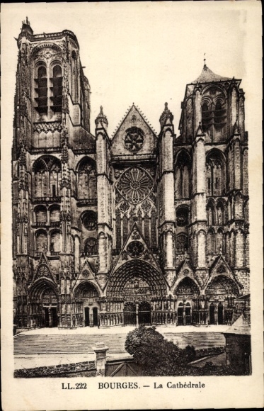 PC Bourges Cher, cathedral, architecture, black and white