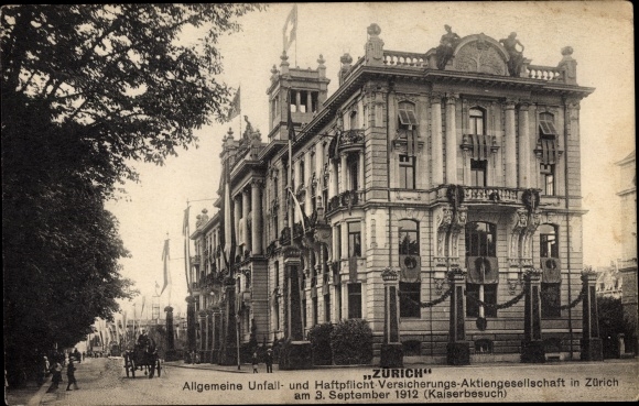 PC Zurich City of Switzerland, general accident and liability insurance AG, visit of the Emperor 03.09.1912