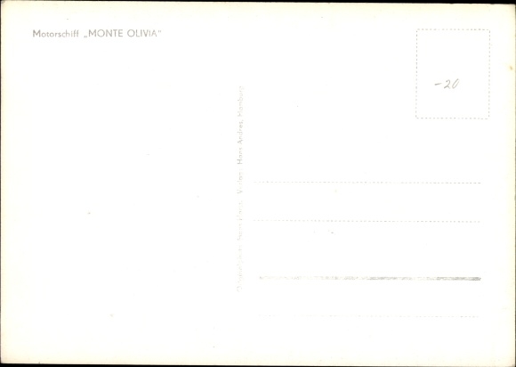 Postcard HSDG steamer Monte Olivia, twin-screw motor vessel