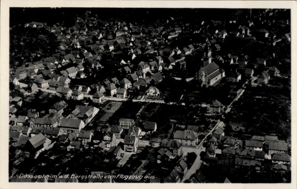 Postcard Dossenheim an der Bergstraße Baden, aerial photograph