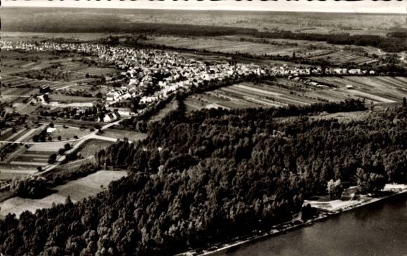 Postcard Neuburg am Rhein Pfalz, total view, aerial view