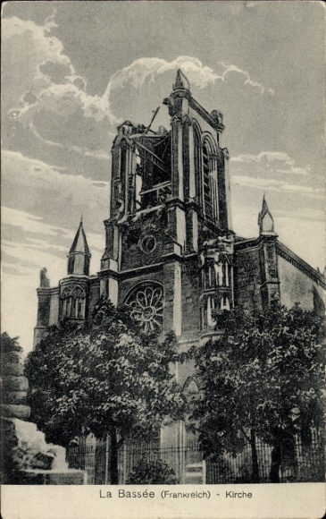 Ak La Bassée Nord, Kirche, Weltkrieg 1914/16