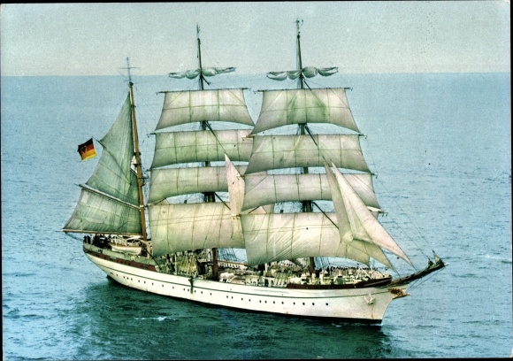 Postcard sailing training ship Gorch Fock, Federal Navy