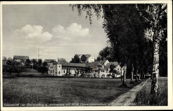 Postcard Greifenberg Oberbayern, BDM leadership school, Gasthof zur Post