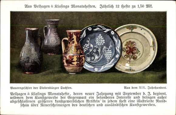 Postcard farmer's tableware from the Transylvanian Saxons, 19th century