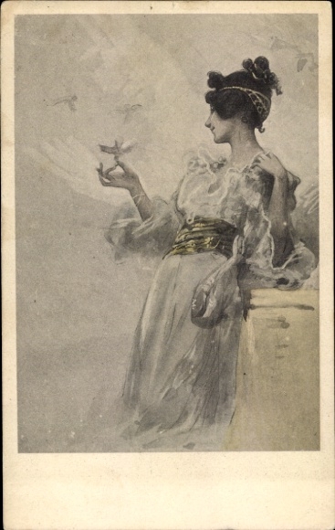 Künstler Ak Frauenportrait