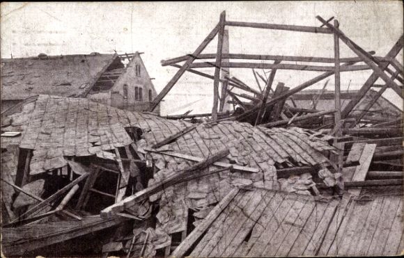 PC Chemnitz in Saxony, storm catastrophe 1916, destroyed roofs