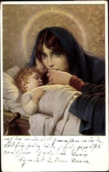 Artist Postcard Kaulbach, Hermann, Mater dolorosa