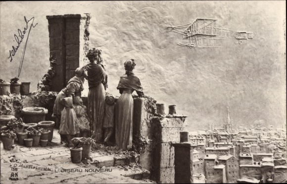 Artist PC Mastroianni, Domenico, L'Oiseau Nouveau, the new bird, airplane, biplane