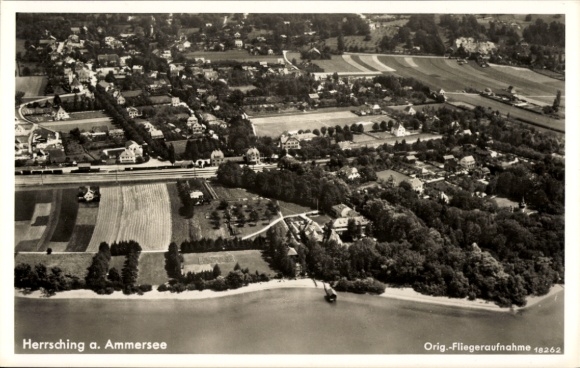 Postcard Herrsching am Ammersee, aerial photograph