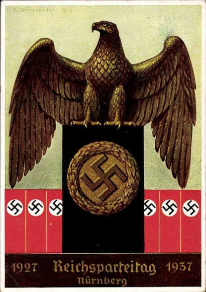 Artist Postcard Borrmeister, R., Nuremberg, Reich Party Rally 1927-1937, National Eagle