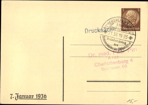 Stamps Postcard 1. Day of the stamp, founding day of the Reich Association of Philatelists