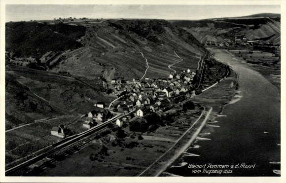 Postcard Pommern Mosel, general view, aerial photograph