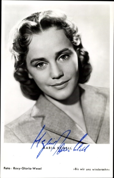 Ak Schauspielerin Maria Schell, Portrait, Bis wir uns wiedersehn, Autogramm