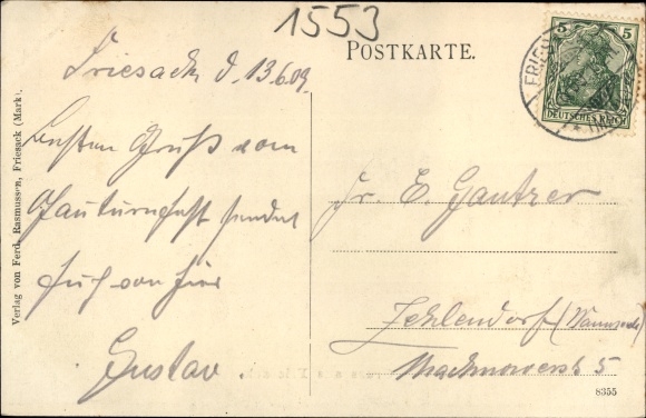 Postcard Friesack in Havelland, church, monument, shopping street, park