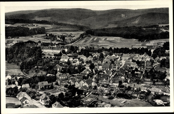 Postcard Bad Iburg in Lower Saxony, panorama from the place with the Teutoburg Forest