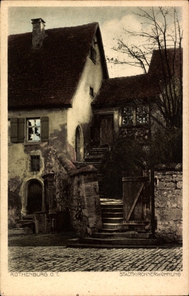Ak Rothenburg ob der Tauber Mittelfranken,  Stadtkirchnerwohnung, Treppe, Gebäude