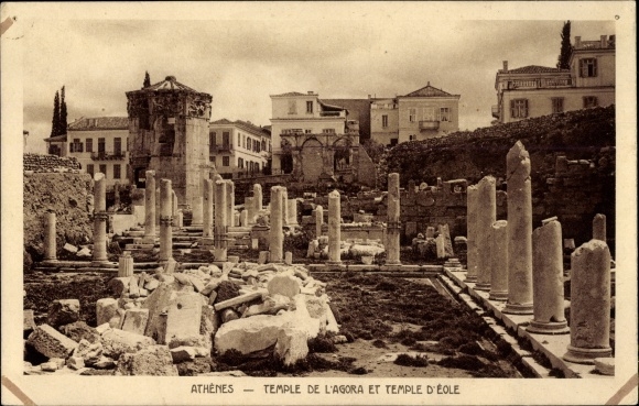 Postcard Athens Greece, Temple of the Agora, Temple of Aeolus