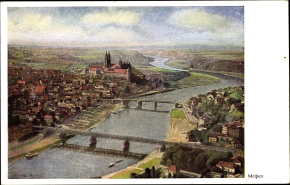 Artist PC Renatus, Otto, Meissen in Saxony, place with surroundings